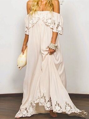 Filly Boo Wonder Years Bohemian Maxi Dress In Marshmallow
